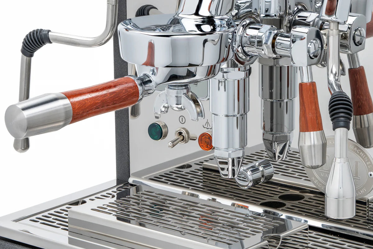 ECM Synchronika Espresso Machine with Paduak Wood & Anthracite Finish - Professional Barista-Grade Coffee Maker for Home & Cafe Use