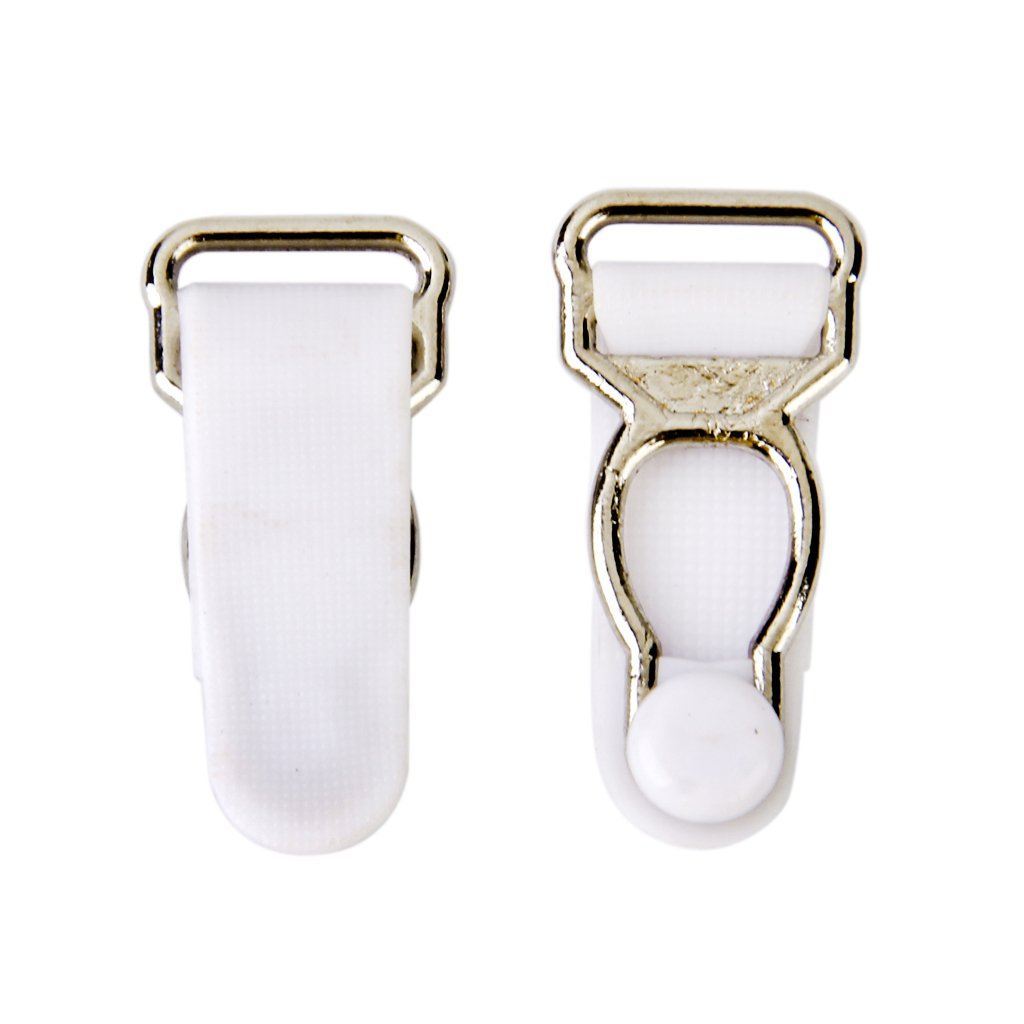 LoveinDIY 10pcs Corset Accessories Suspender Clips - Metal Hooks & Grips for Corset Lacing, Garter Belts, Stockings - White - Perfect for Cosplay, Lingerie, Burlesque & Gothic Fashion