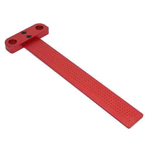 FTVOGUE Aluminum Alloy T-Shaped Ruler for Woodworking - Precision Measuring Tool with Marked Holes (T-260) - Perfect for Carpenters, DIY Projects & Home Renovations