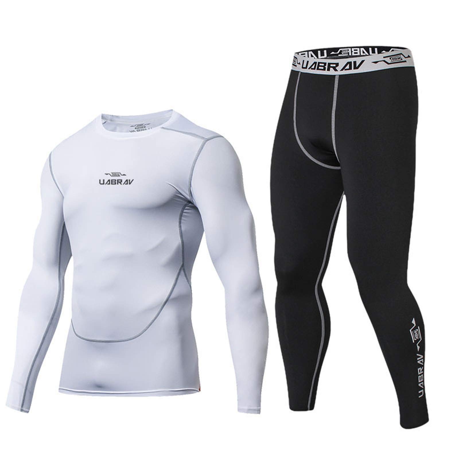 Hmlai Men's Workout Short Sets - Quick Dry Fitness Outfits with Long-Sleeved Leggings for Gym, Running & Casual Sports Wear