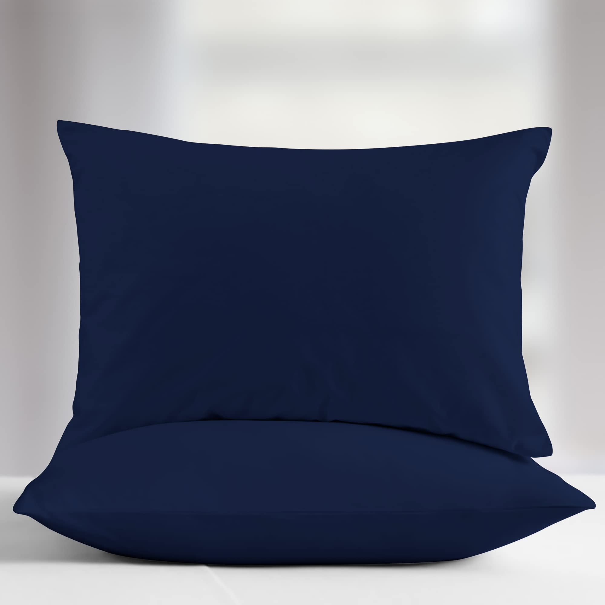 Luxury 1000 Thread Count Egyptian Cotton Pillowcases Set of 2 - Standard/Queen Size, Sateen Weave Cooling Pillow Covers for Hot Sleepers - Navy Blue - Perfect for Bedroom, Guest Room & Hotel Style Comfort