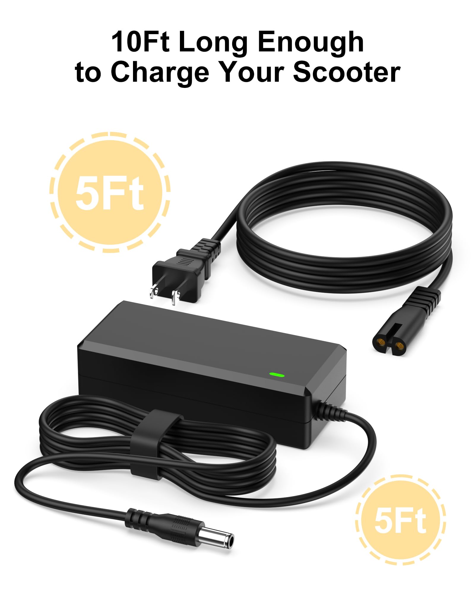 42V 2A Electric Scooter Charger Replacement for GOTRAX EBE1 EBE2 Alpha XL Emerge Endura - Fast Charging Power Adapter for Electric Bikes & Scooters - Perfect for Commuting, Campus Travel & Urban Mobility