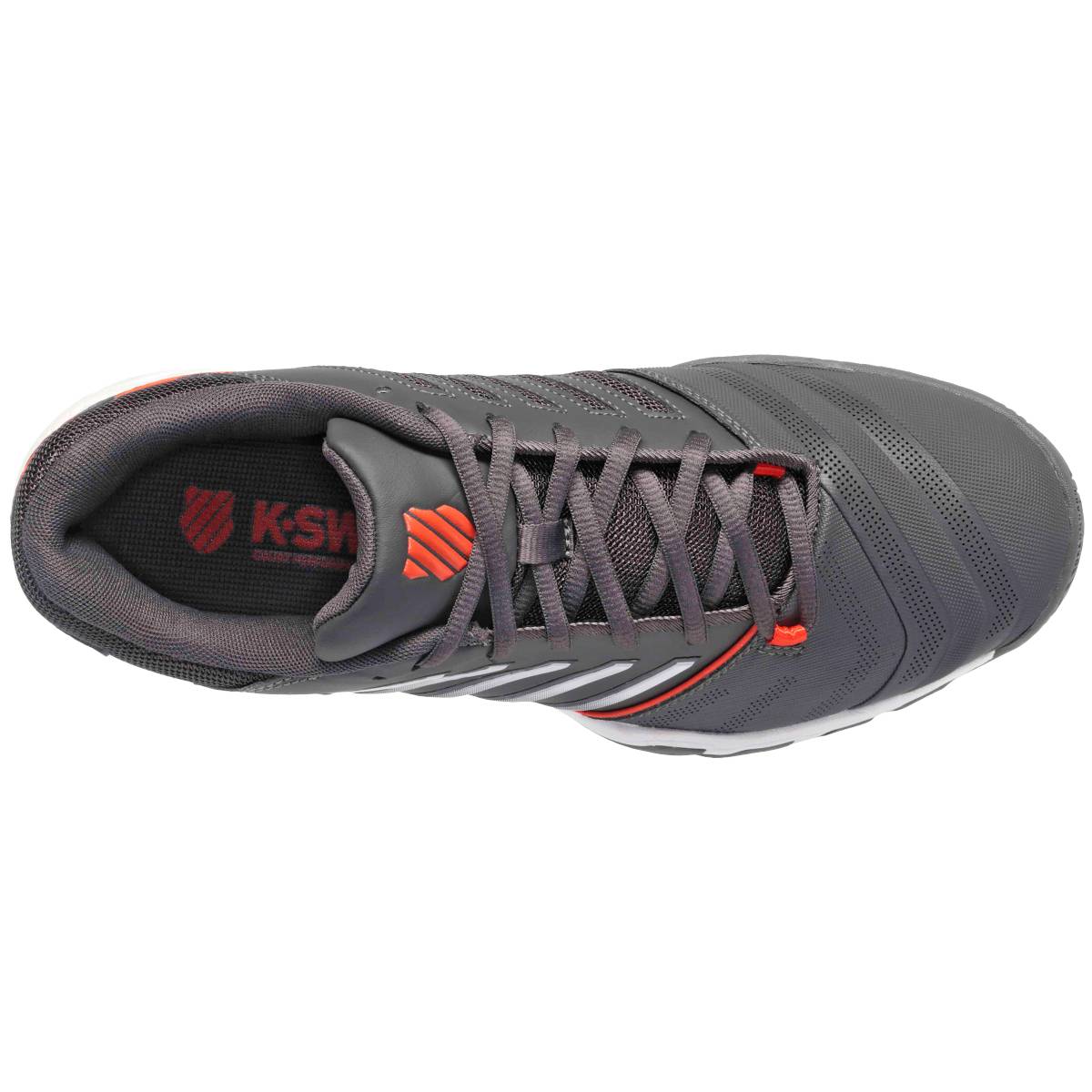 K Swiss BigShot Light 4 Men's Tennis Shoes - Breathable Athletic Sneakers for Court & Casual Wear (Asphalt/White/Orange) | Perfect for Tennis Matches, Gym Workouts & Everyday Comfort