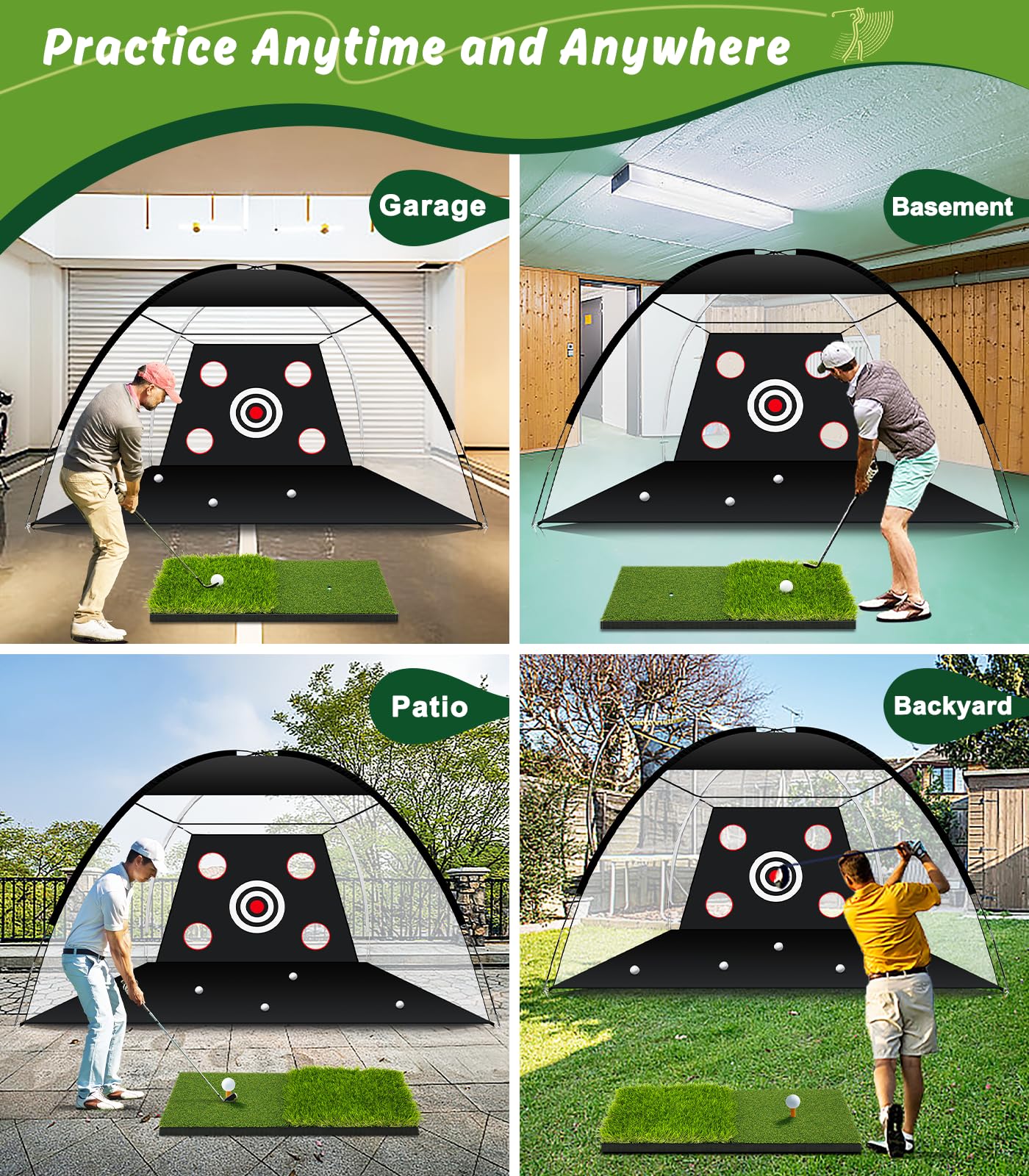 **10x7ft Golf Practice Net with Dual-Turf Hitting Mat - All-in-1 Indoor & Outdoor Golf Training Aid for Backyard Chipping & Driving - Perfect for Golf Enthusiasts & Beginners (Men & Women) - Ideal for Home, Yard, or Driving Range Practice**