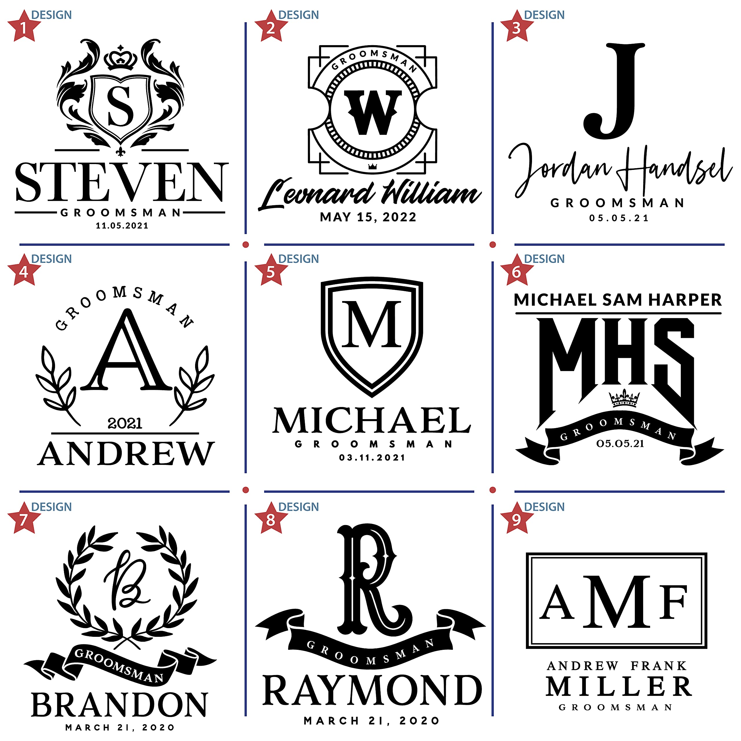 Personalized Groomsmen Gifts Set of 6 - Custom Monogrammed Toiletry Bags for Men - Wedding Party Gifts, Travel Essentials for Groomsmen - Blue - Perfect for Bachelor Trips & Destination Weddings