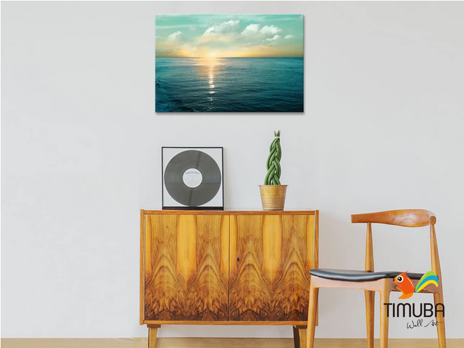 Ocean Wall Art Canvas - Beach Themed Bathroom & Living Room Decor - 32x48 Inch Coastal Sunset Pictures for Home Wall Decoration | Perfect for Beach Houses, Bathrooms & Coastal Style Interiors
