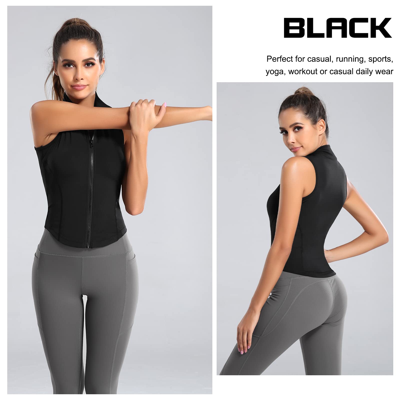 FEOYA Women's Sleeveless Athletic Zip-Up Tank Top - Breathable Workout Shirt for Yoga, Running, Gym & Fitness Training | Perfect for Hot Yoga Sessions & Summer Outdoor Exercises