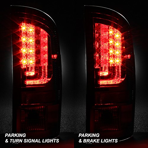 AKKON Black Bezel LED Tail Lights + LED 3rd Brake Light for 2002-2006 Dodge Ram 1500/2500/3500 - Durable Replacement with Bright LED Lights for Enhanced Safety & Style | Perfect for Off-Roading, Truck Upgrades & Night Driving
