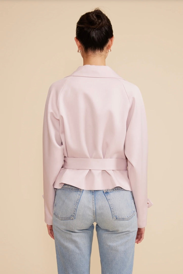 Estelle Cropped Trench Coat for Women - Light Pink Waterproof Jacket | Spring & Fall Fashion Outerwear for Casual & Office Wear