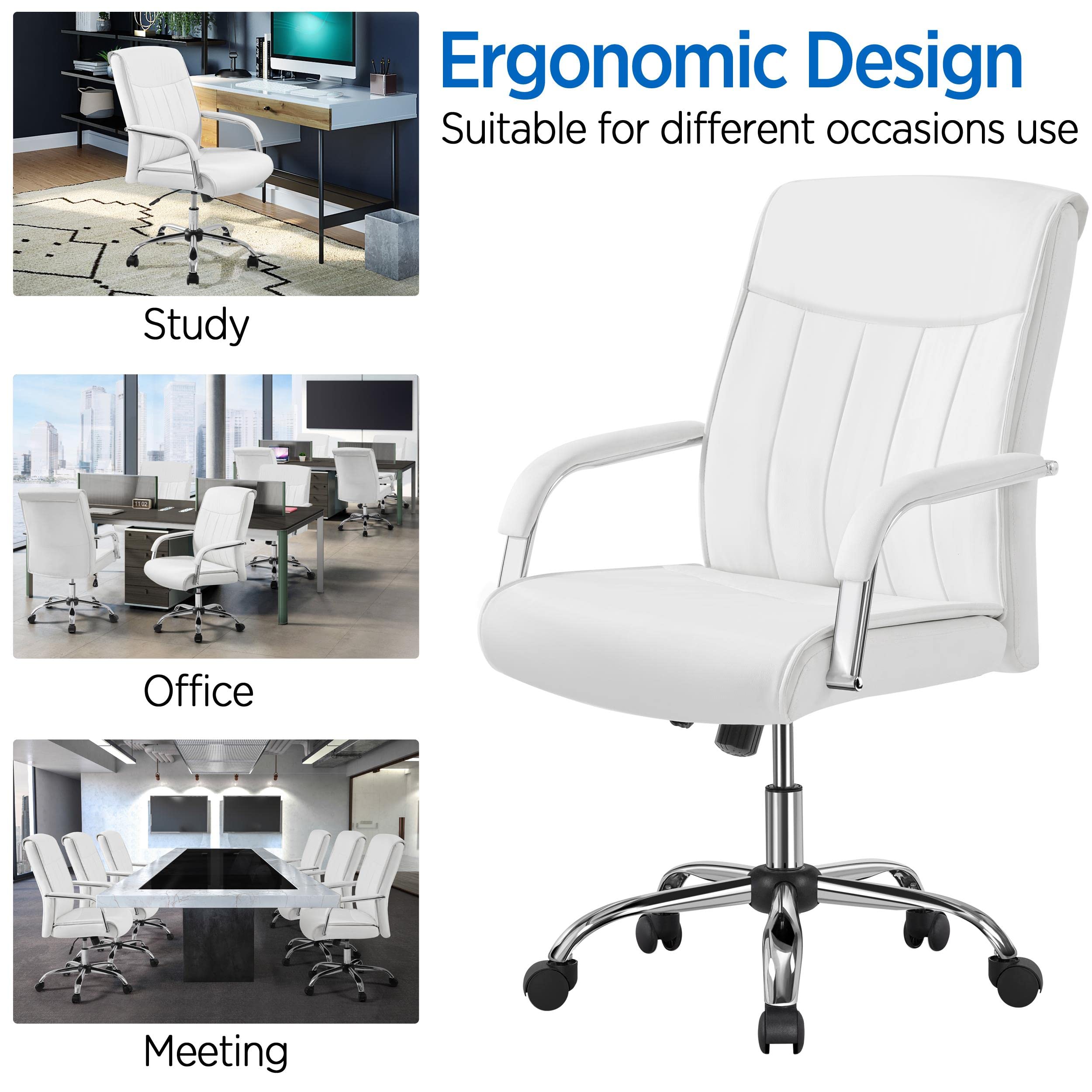 Yaheetech Ergonomic Office Chair - Adjustable Swivel Rolling Desk Chair with Lumbar Support & Headrest - Perfect for Home Office, Gaming, and Workspace Comfort