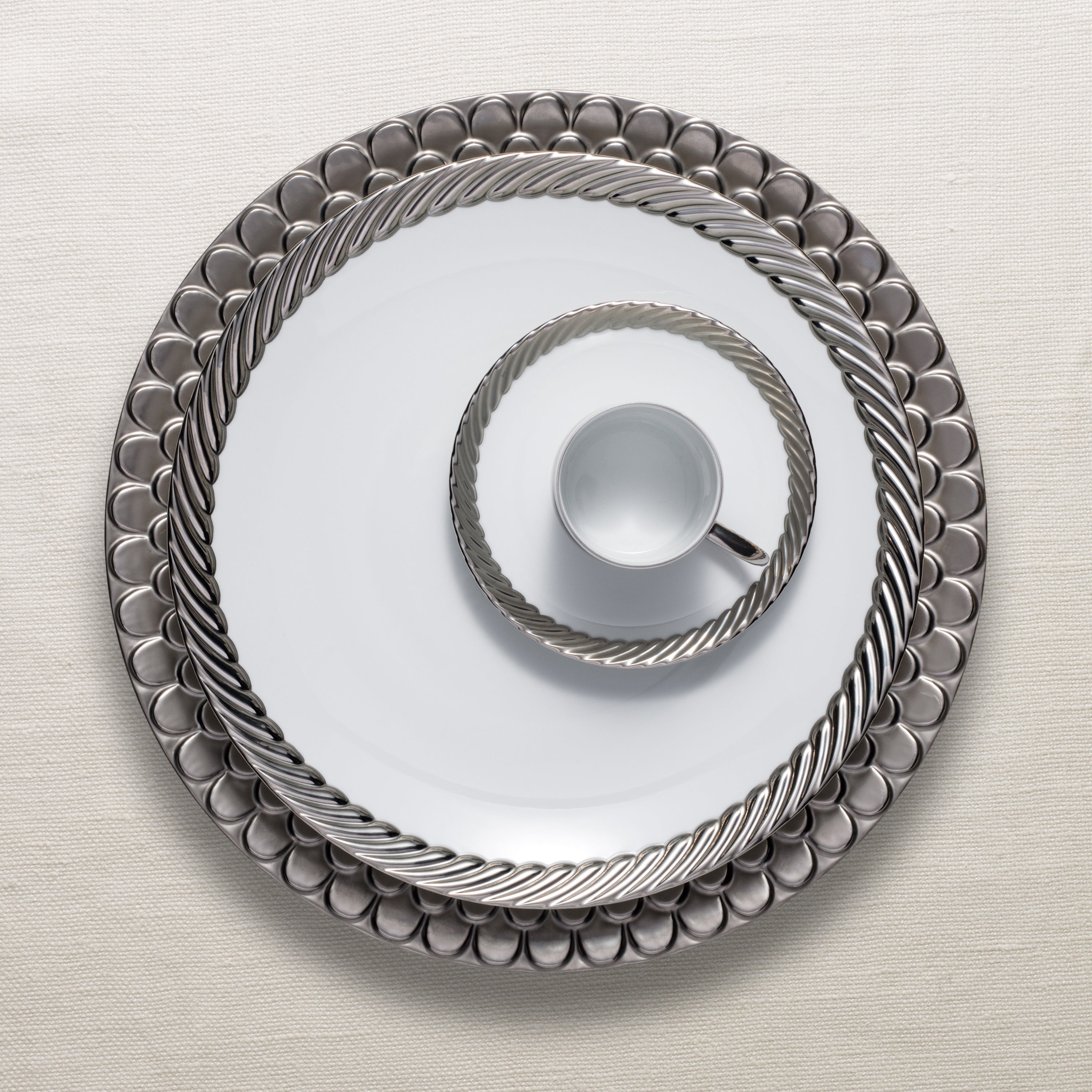 Premium Aegean Dinnerware Set - 16-Piece Platinum Elegant Tableware for Fine Dining, Dinner Parties & Special Occasions