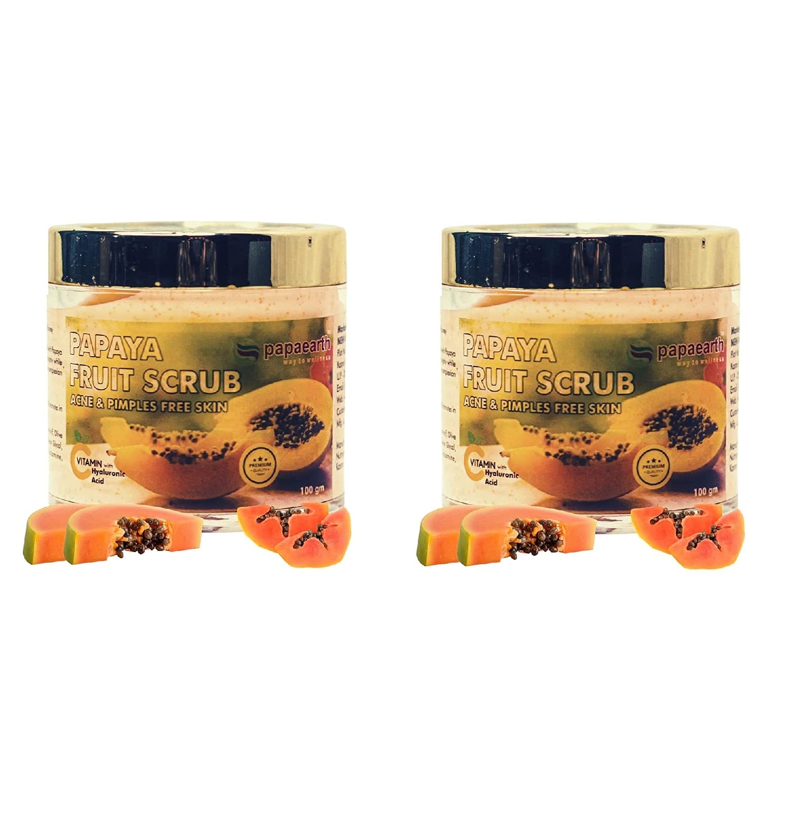 Papaearth Turmeric Cream Scrub - 2 Pack (100Gm Each) for Brightening & Exfoliating - Perfect for Glowing Skin & Acne Treatment