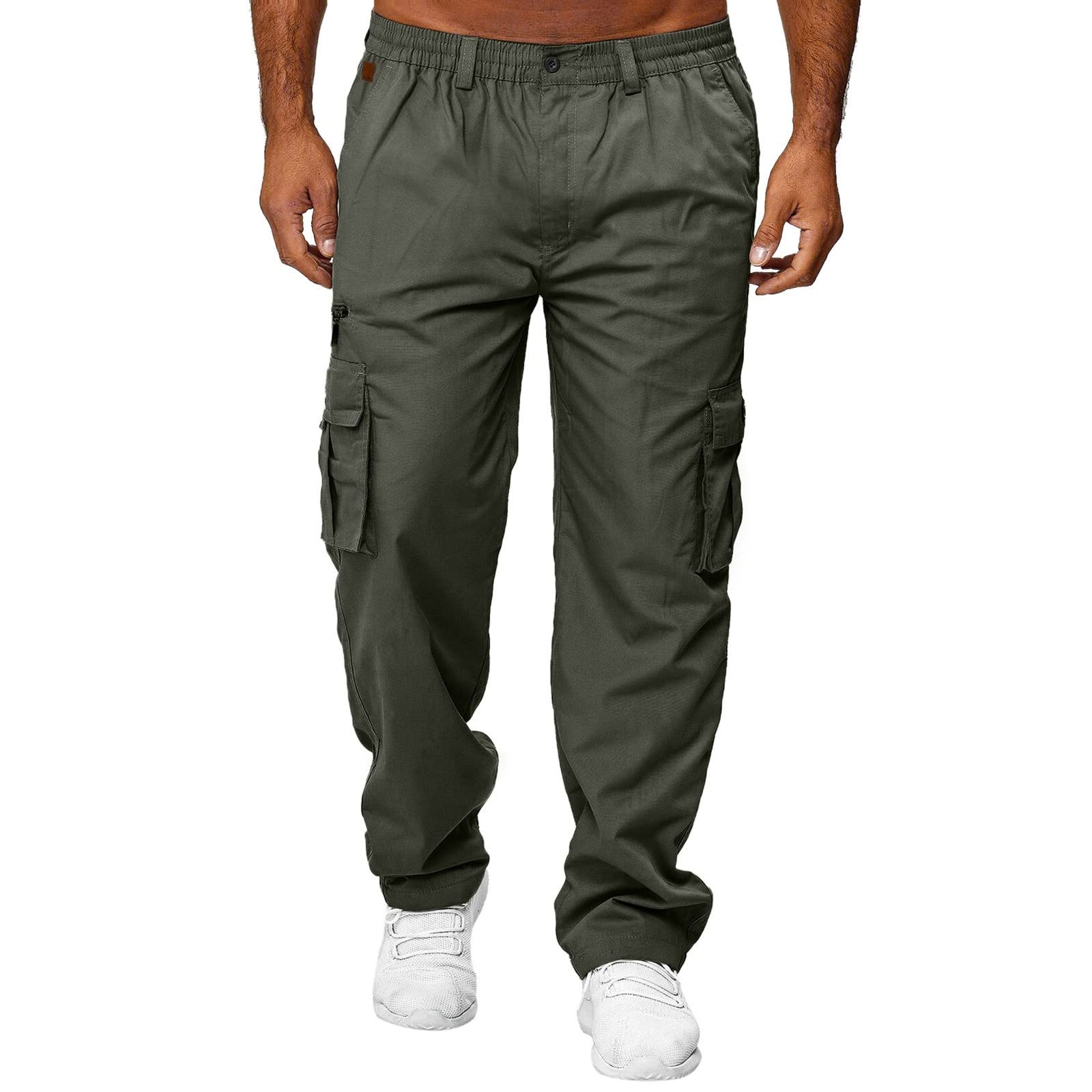 **Men's Workout Cargo Pants - Heavy Duty Stretch Joggers with Pockets for Gym, Hiking & Outdoor Activities**