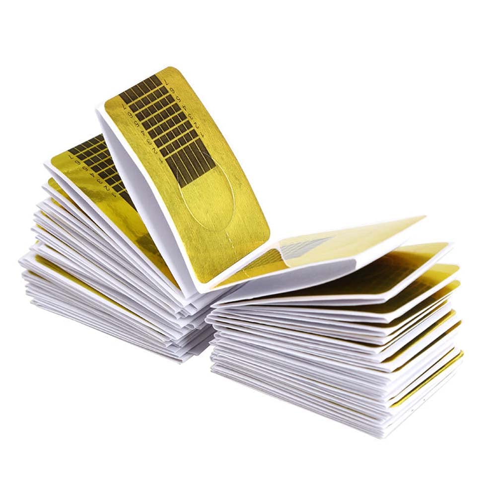 100 Pieces Golden Square Nail Extension Forms - DIY Nail Art Stickers for Acrylic & Gel Nails - Perfect for Salon, Home Manicure & Professional Nail Artists
