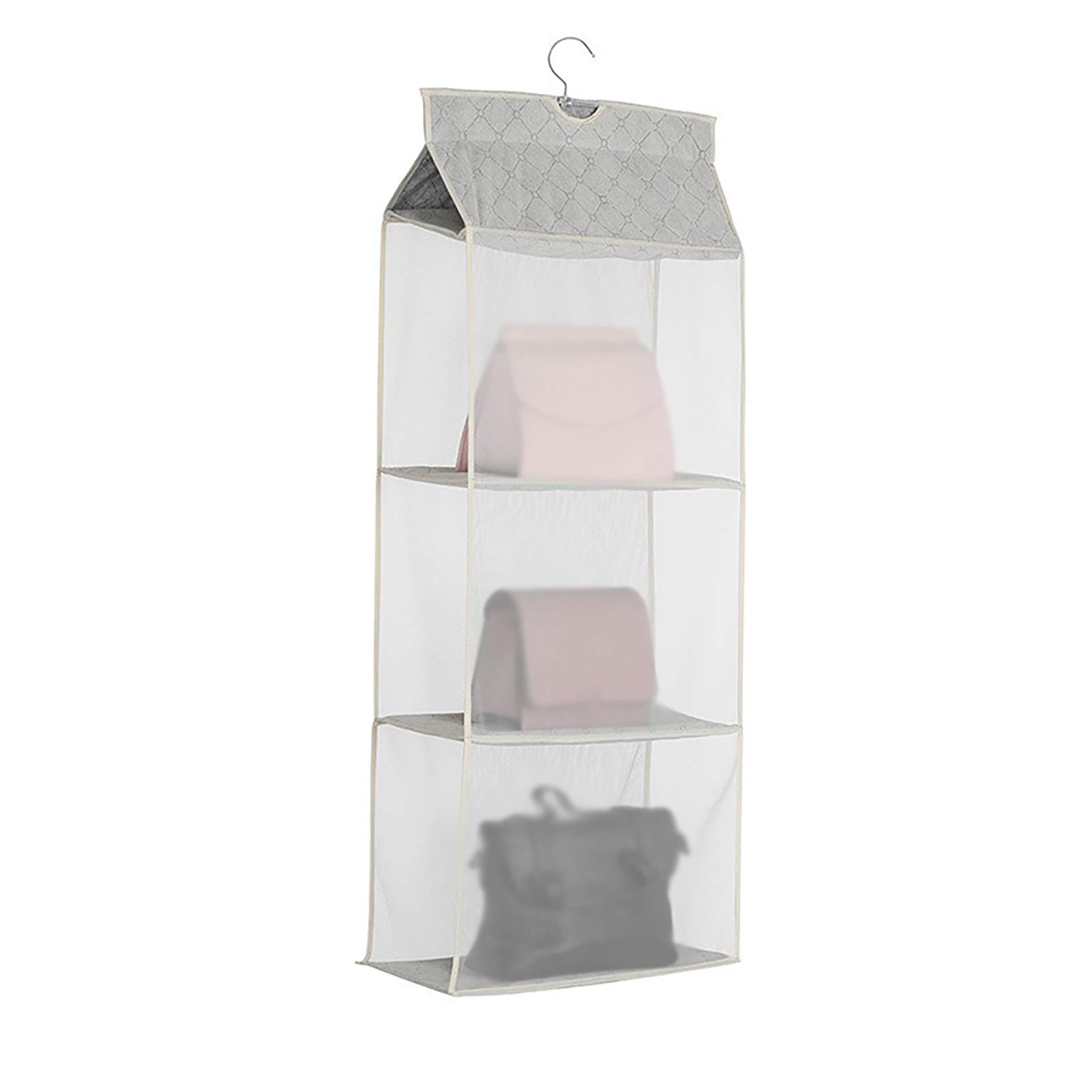 BCGT 3-Layer Clear Handbag Organizer Storage Bag - Hanging Closet Purse Organizer Pouches for Women (Style 1) | Perfect for Travel, Home Closet & Dormitory Organization