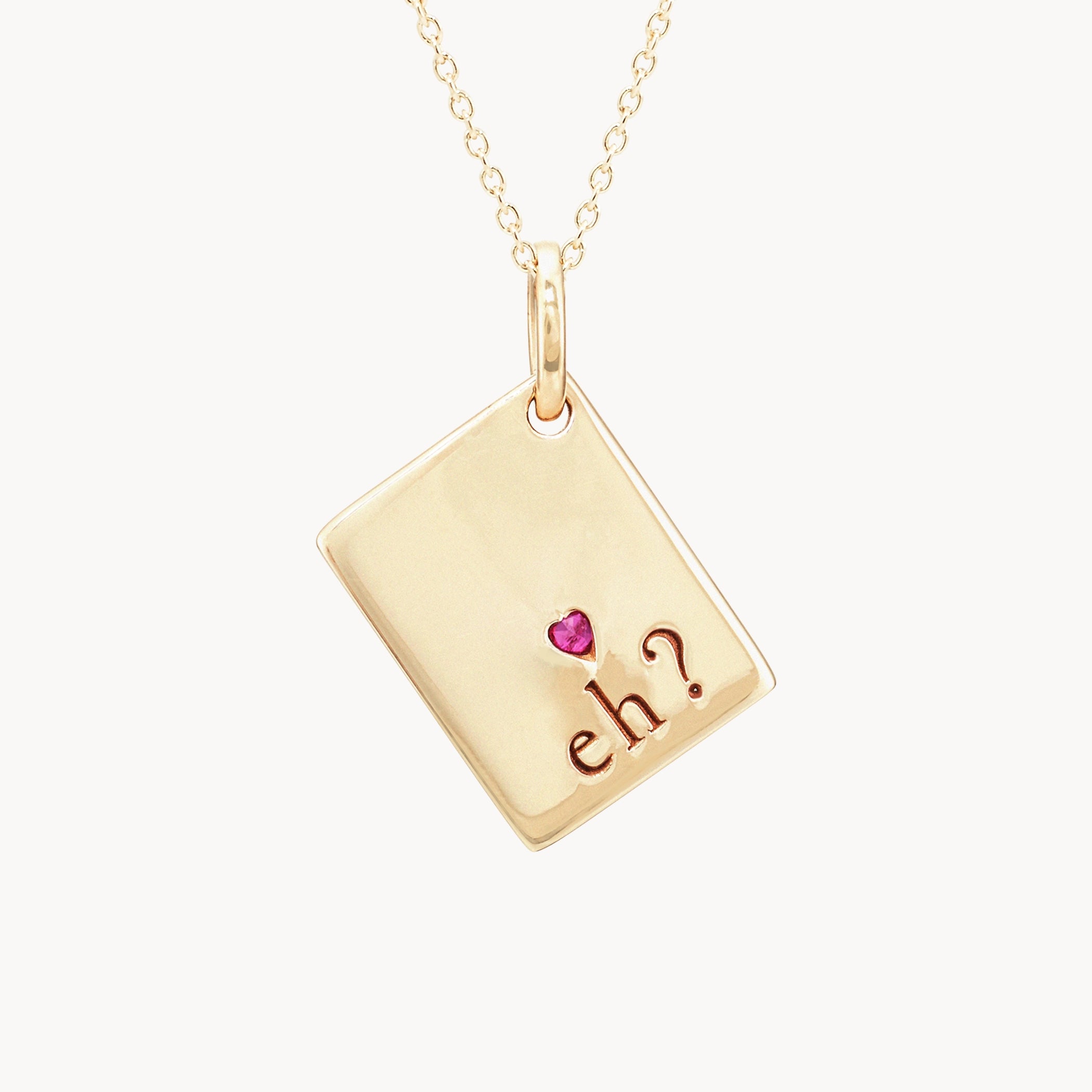 10K Yellow Gold Reversible Passport Charm with Ruby Gemstone - Glowing Hearts Design for Travel & Gift Giving