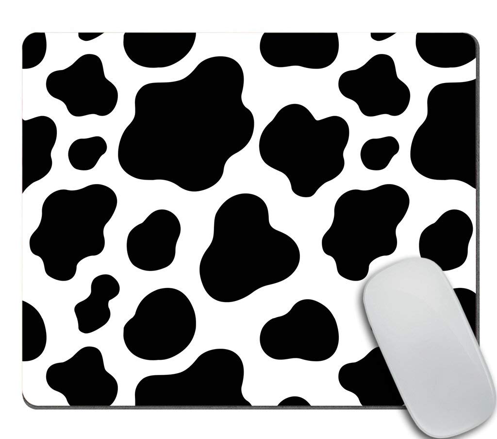 Cow Print Mouse Pad - Non-Slip Desk Mat for Office & Gaming - Funny Cow Pattern Computer Mousepad - Perfect Gift for Cow Lovers & Office Decor (Black) - Ideal for Work, Gaming & Home Office Use