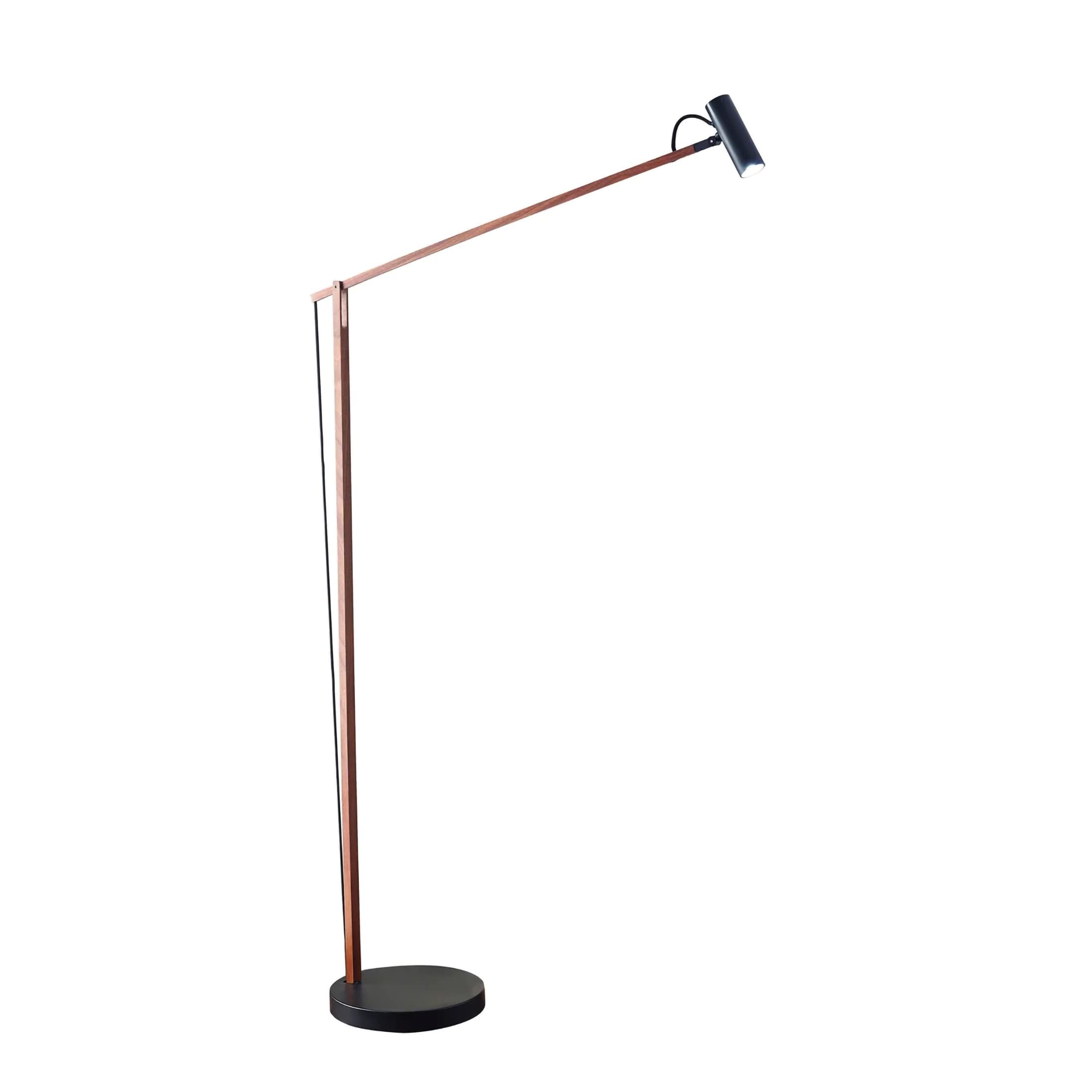 ADS360 AD9101-15 Modern LED Floor Lamp with Adjustable Crane Design - Walnut & Black Finish for Living Room, Bedroom, or Office Lighting