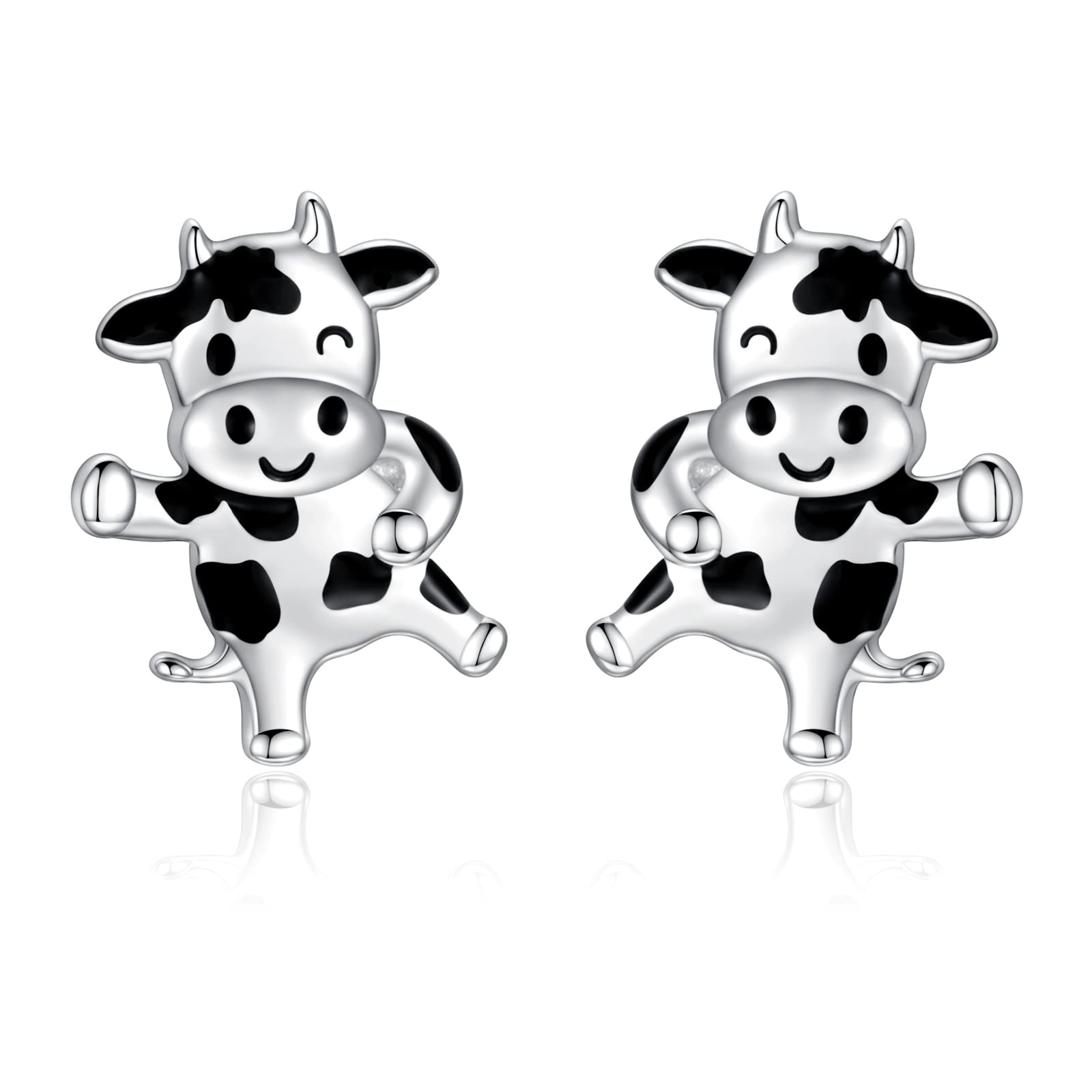 925 Silver Animal Stud Earrings for Women - Cow, Panda, Bunny Gifts | Hypoallergenic Jewelry for Daily Wear