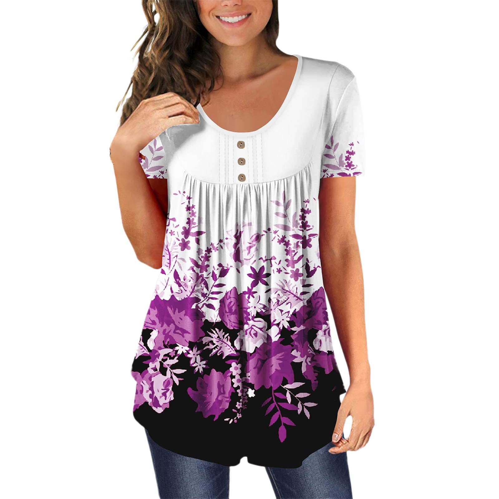 Women's Lace Crew Neck Short Sleeve T-Shirt | Summer Casual Color Block Tee | Y2K Style Hot Pink & White Graphic Blouse | Perfect for Casual Outings, Beach Wear & Street Fashion