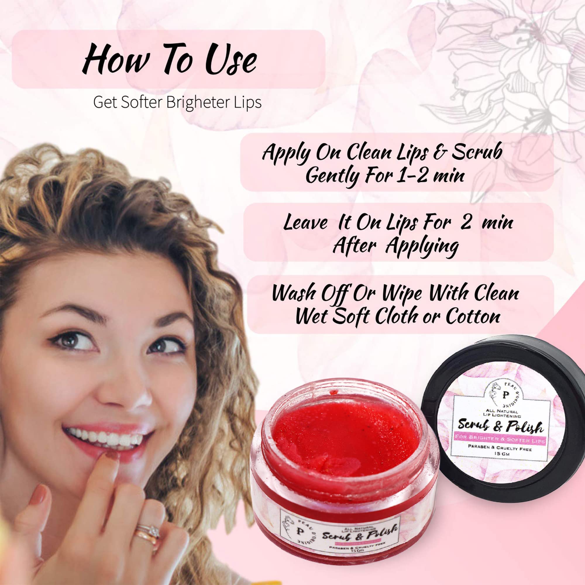 Original Peau D’origine Lip Scrub Balm - Lightening & Brightening Dark Lips Treatment for Men & Women - Exfoliates Dry, Chapped Lips & Removes Lipstick Stains - 15gm Lip Care for Smokers & Daily Use - Perfect for Pre-Lipstick Prep & Nighttime Lip Care Routine