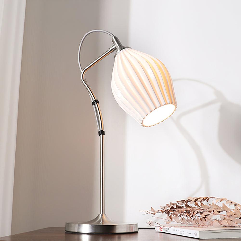 Ceramic Ribbed Table Lamp - Modern Home Decor for Living Room, Bedroom & Office - Elegant Lighting for Cozy Ambiance
