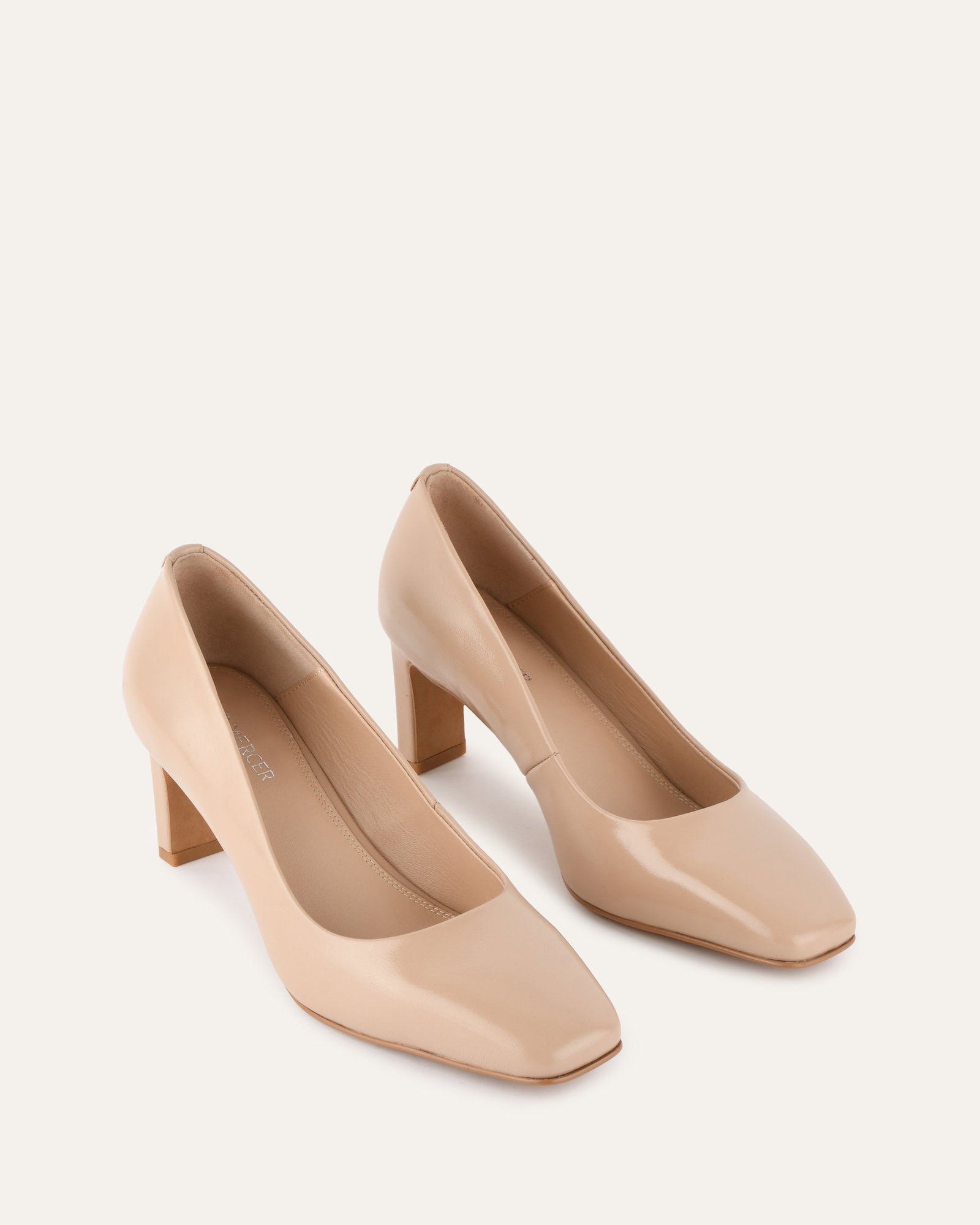 JULIE Women's Mid Heels Blush Leather Pumps - Elegant Dress Shoes for Work, Party & Wedding