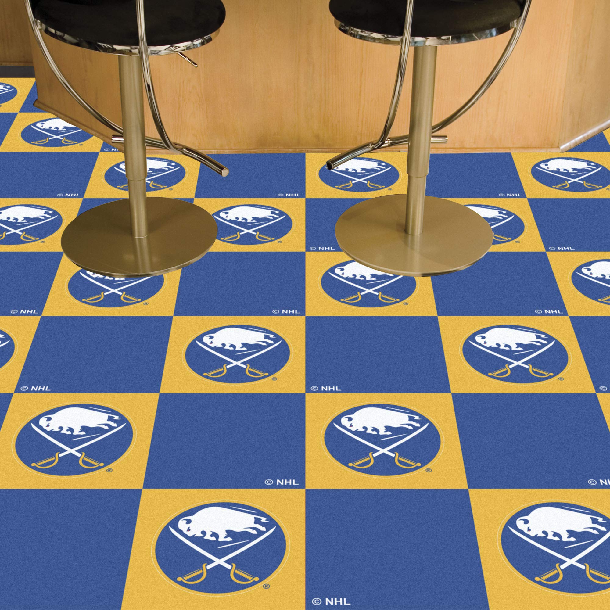 FANMATS Buffalo Sabres Team Carpet Tiles - 45 Sq Ft NHL Hockey Fan Room Decor for Game Room, Man Cave, or Sports Themed Bedroom