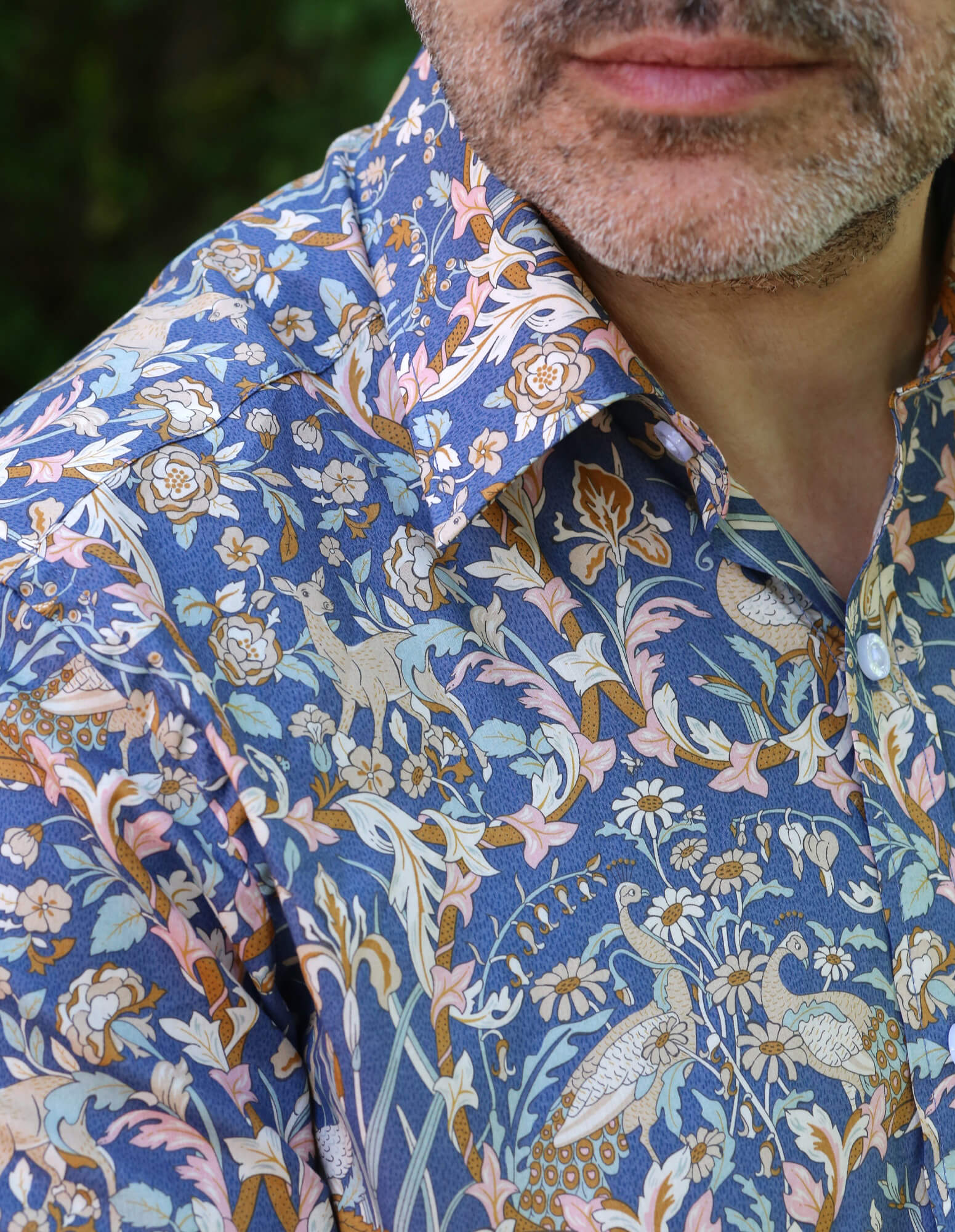 DÉCLIC Liberty Joan Print Shirt for Women - Stylish Blue Floral Blouse for Casual Wear, Office & Date Night Outfits