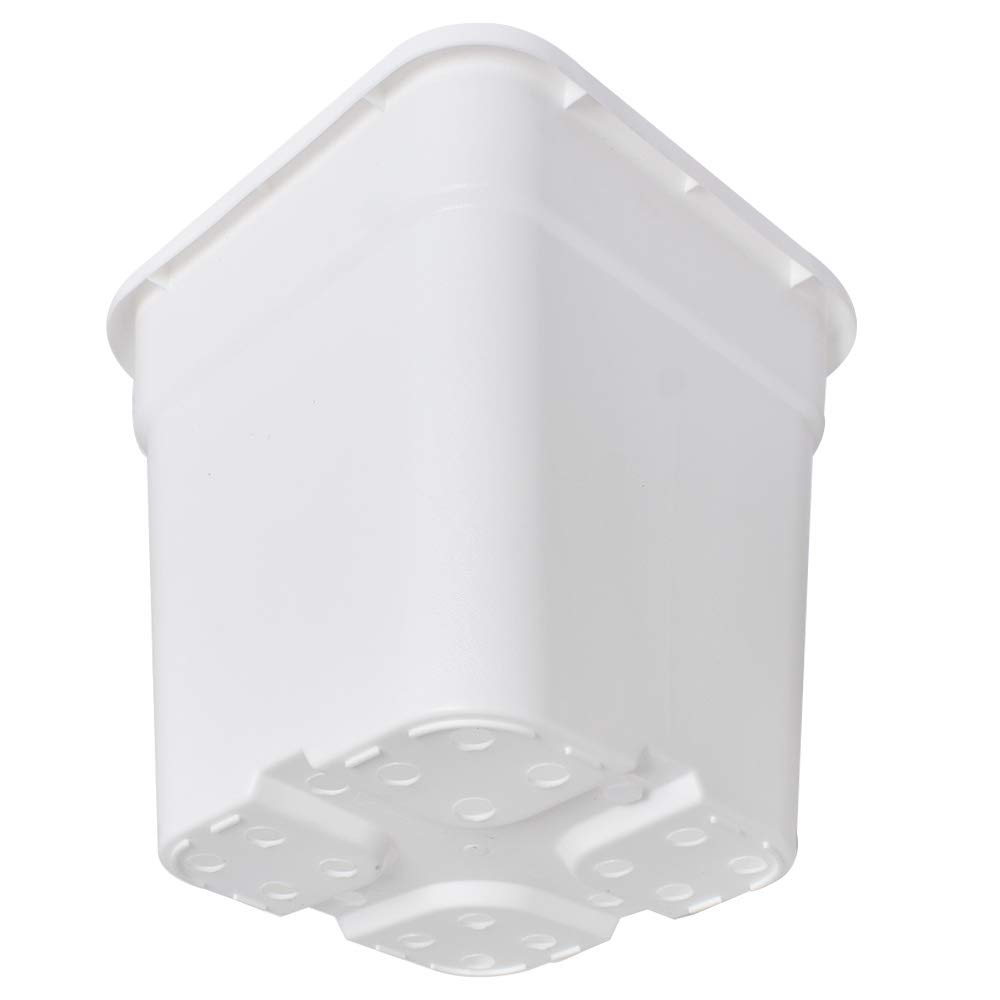 10-Pack 3 Gallon Square Plastic Plant Nursery Pots - Durable Injection Molded Garden Planters for Indoor/Outdoor Plants, Flowers, Seedlings & Vegetables - Perfect for Home Gardening, Greenhouses & Urban Farming (White)