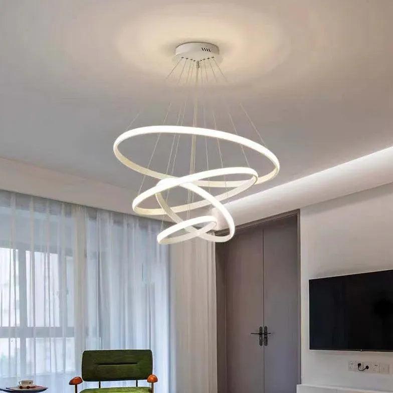 Modern Ring Shaped LED Pendant Light - Sleek Contemporary Ceiling Lighting for Dining Room, Kitchen, or Bedroom Decor