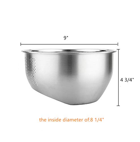 Premium Stainless Steel Rice Washing Bowl with Side Drainer - Large Capacity Kitchen Colander for Washing Rice, Fruits & Vegetables | Durable Food Strainer for Cooking, Meal Prep & Healthy Eating