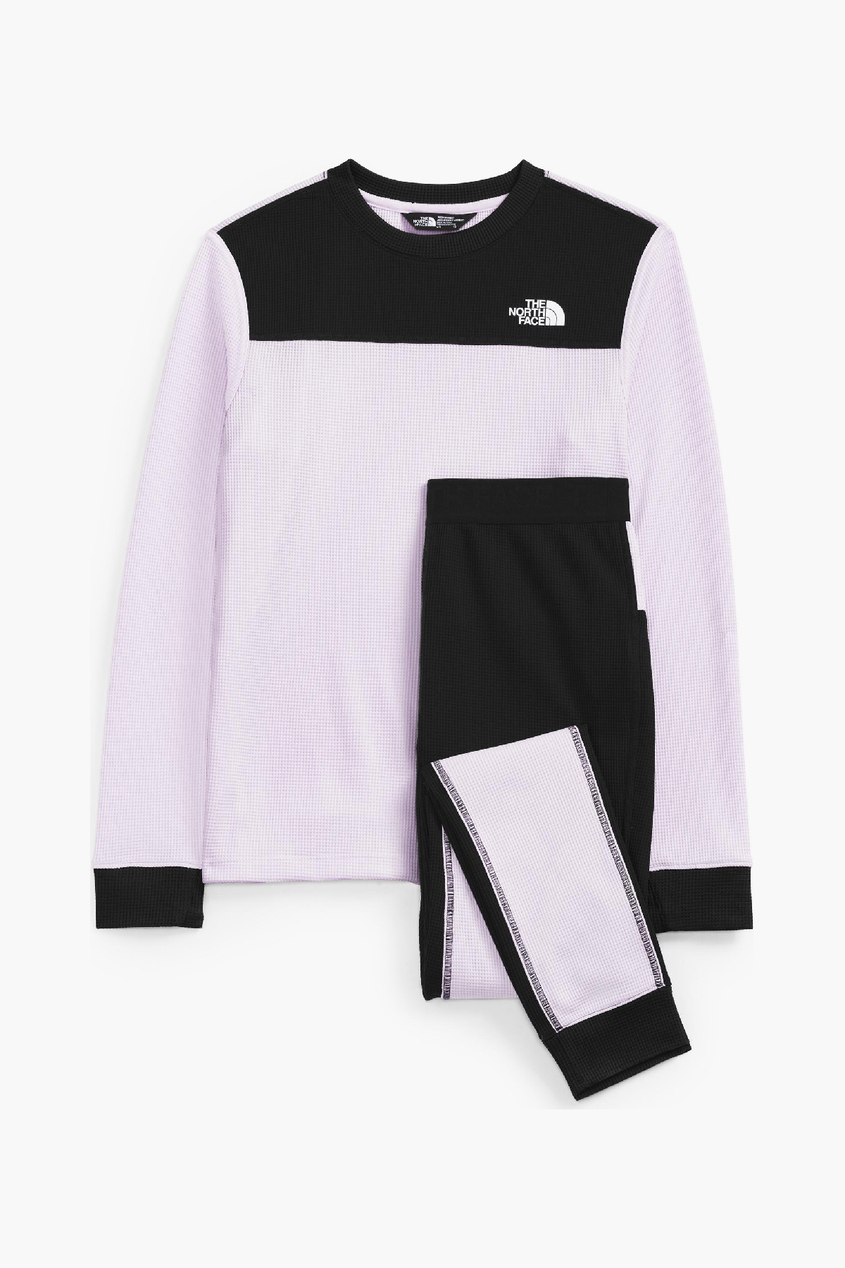 The North Face Girls' Waffle Baselayer Top - Lavender Fog | Warm Thermal Underwear for Teen Girls | Perfect for Skiing, Snowboarding & Winter Outdoor Activities