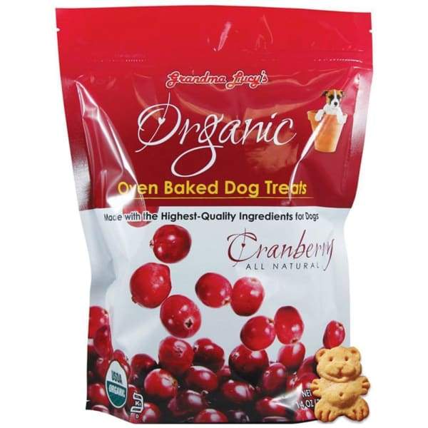 Grandma Lucy's Organic Cranberry Oven Baked Dog Treats 14oz - All Natural, Grain Free Dog Biscuits for Small & Large Dogs - Perfect for Training Rewards & Dental Health
