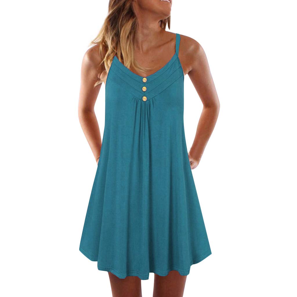 AODONG Women's Casual Elegant Summer Beach Dress - Spaghetti Strap Boho Floral Backless Sundress for Vacations, Parties & Date Nights