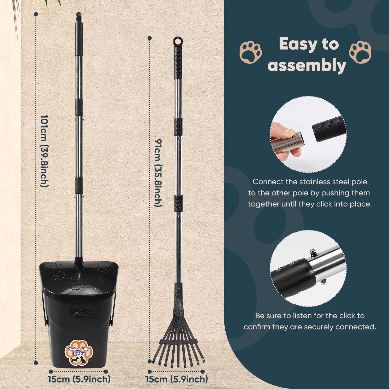 Stainless Steel Dog Pooper Scooper with 40