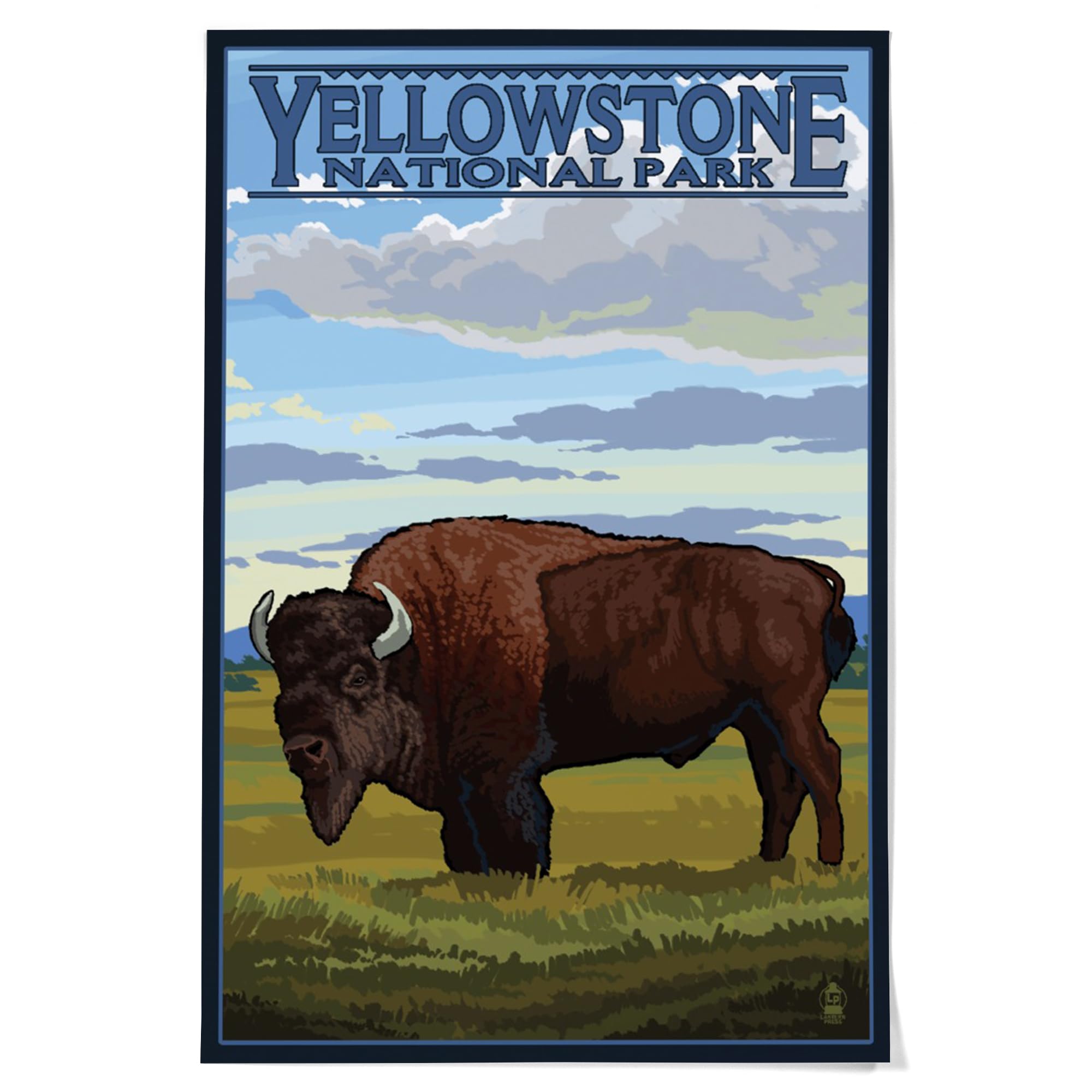Lantern Press 36x54 Inch Yellowstone National Park Bison Landscape Giclee Art Print - Premium Wall Decor for Living Room, Bedroom & Office