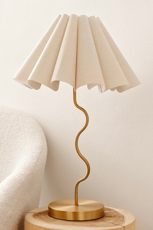 Elegant Cora Gold Natural Table Lamp - Modern Home & Office Decor for Bedroom, Living Room, and Study