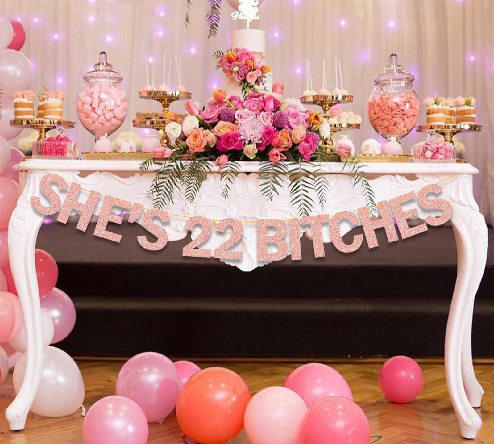 Funny 22nd Birthday Banner for Women - Glitter Rose Gold Party Decor - Perfect for 22nd Birthday Celebrations & Girls' Night Decorations