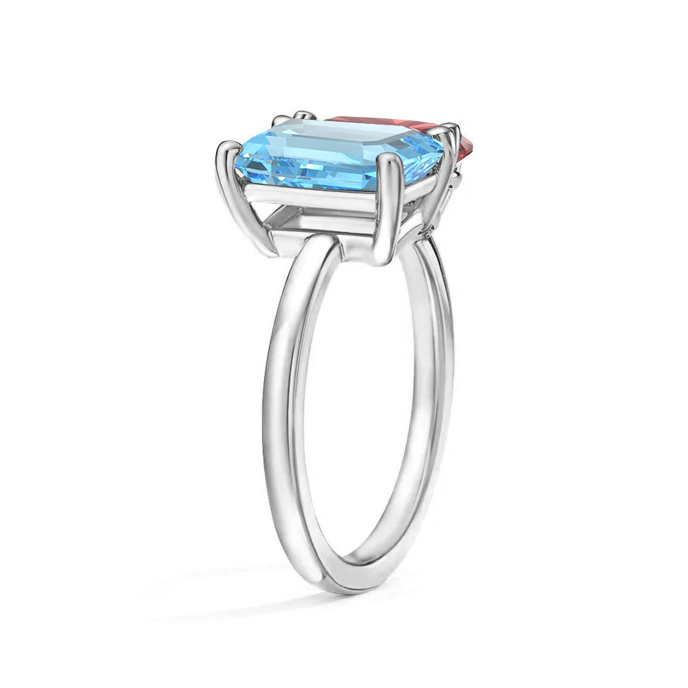Personalized Aquamarine Birthstone Ring for Couples - Custom Toi et Moi Anniversary Jewelry Gift for Her, Wedding Band, Engagement Promise Ring - Perfect for Valentine's Day, Anniversary & Romantic Occasions