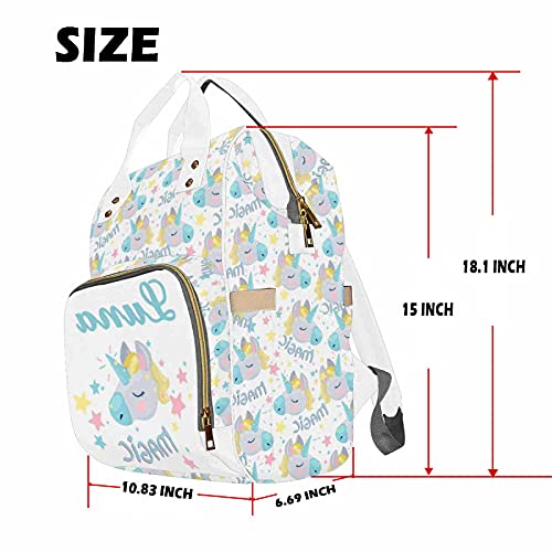 Custom Personalized Pink Diaper Backpack for Moms - Waterproof Baby Diaper Bag with Name, Multifunctional Nursing Travel Daypack for Baby Girls & Boys - Perfect for Outings, Daycare & Family Trips