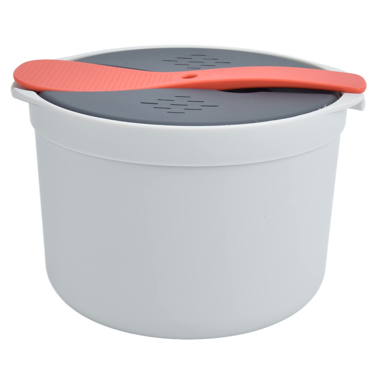2L Microwave Rice Cooker & Pasta Cooker - BPA-Free Food Grade PP Material with Rice Spoon, Lid, Strainer & Steaming Pot - Perfect for Dorm, Office & Small Kitchen (Orange)