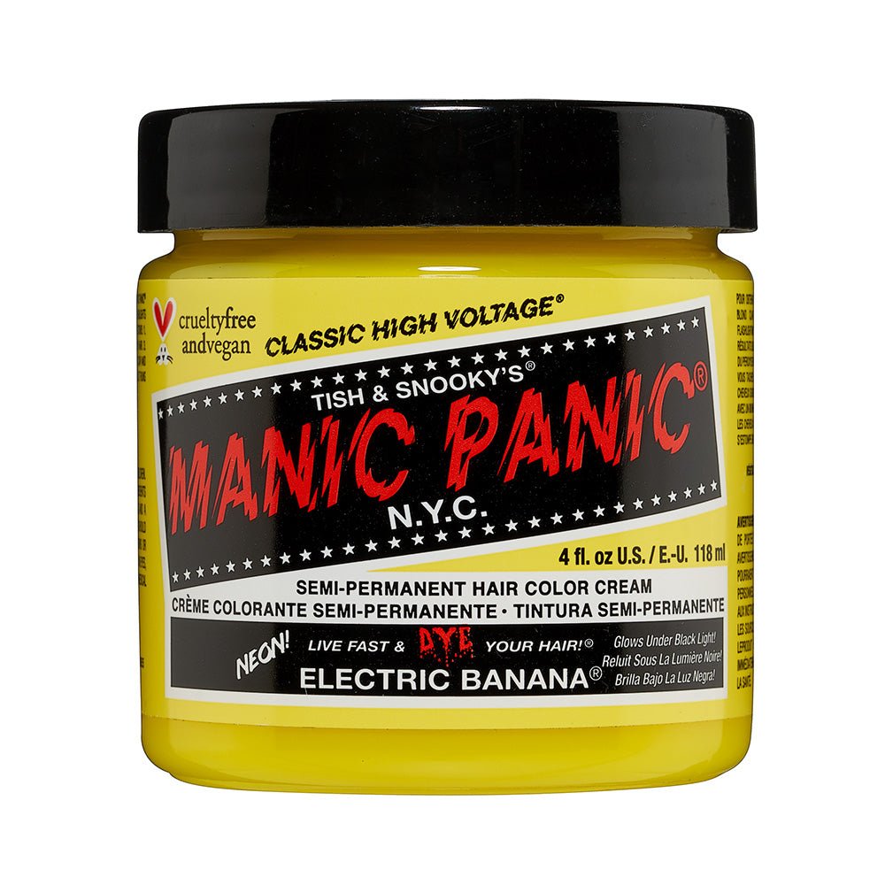 Manic Panic Classic Electric Banana Semi-Permanent Hair Dye 118ml - Vibrant Yellow for Bold & Creative Hairstyles at Home or Salon