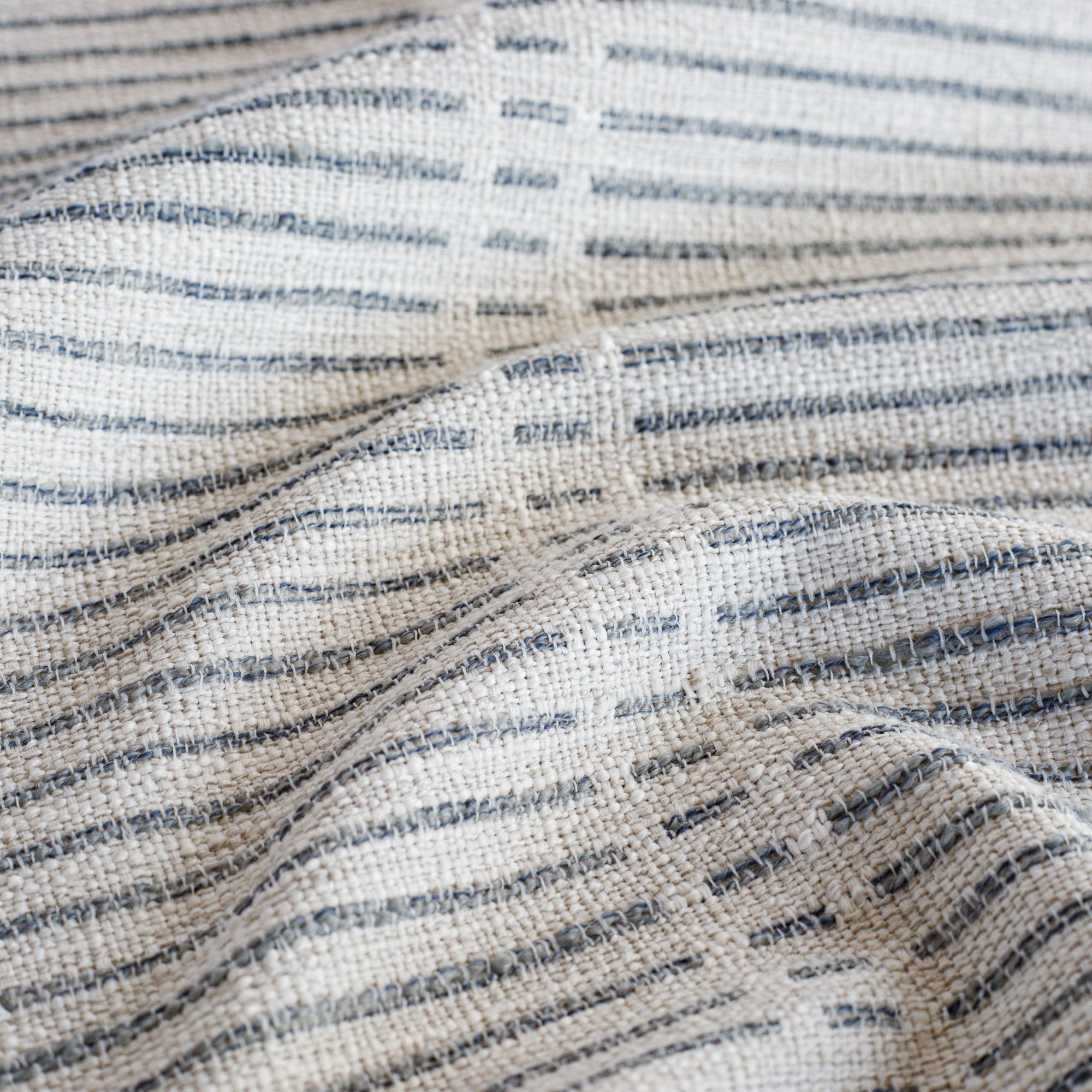 Premium Carson Stripe Fabric - Stone Blue Cotton Blend Upholstery Material for Sofa, Curtains & Home Decor Projects