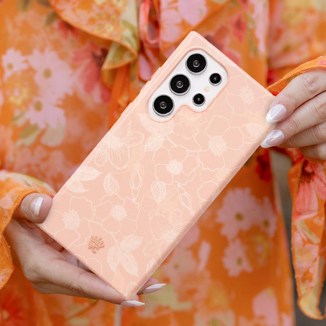 Floral Peach Blossom Samsung Phone Case - Elegant Protective Cover for Galaxy S21/S20/Note 20 - Perfect for Spring Fashion & Everyday Use