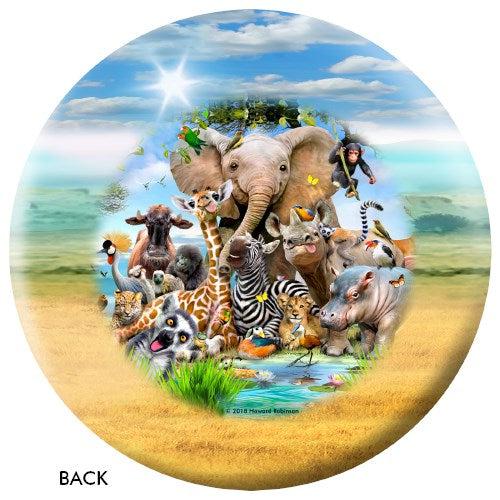 OnTheBallBowling African Animals Themed Bowling Ball - Unique Wildlife Design for League Play & Casual Bowling Fun