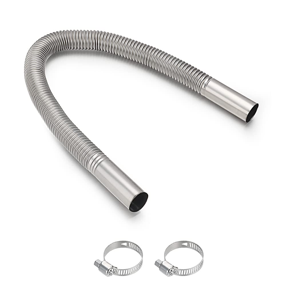 2.5CM/1in Inner Diameter Stainless Steel Parking Air Heater Exhaust Pipe - Diesel & Gas Vent Hose (60cm) - Perfect for Truck, RV, and Marine Heating Systems