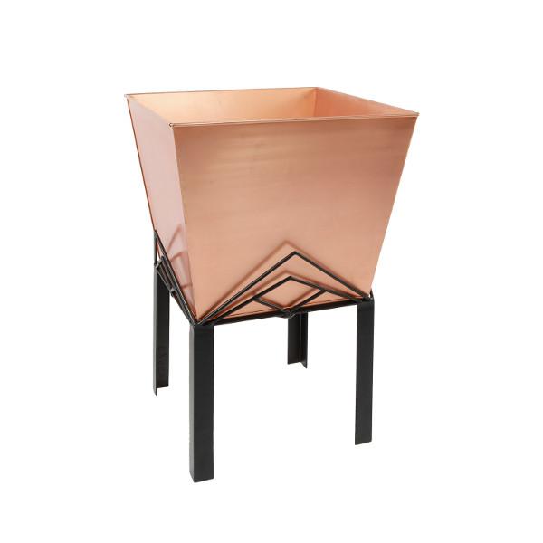 Marion Planter with Copper Plated Flower Box - Elegant Indoor/Outdoor Garden Decor for Home, Patio & Office Spaces