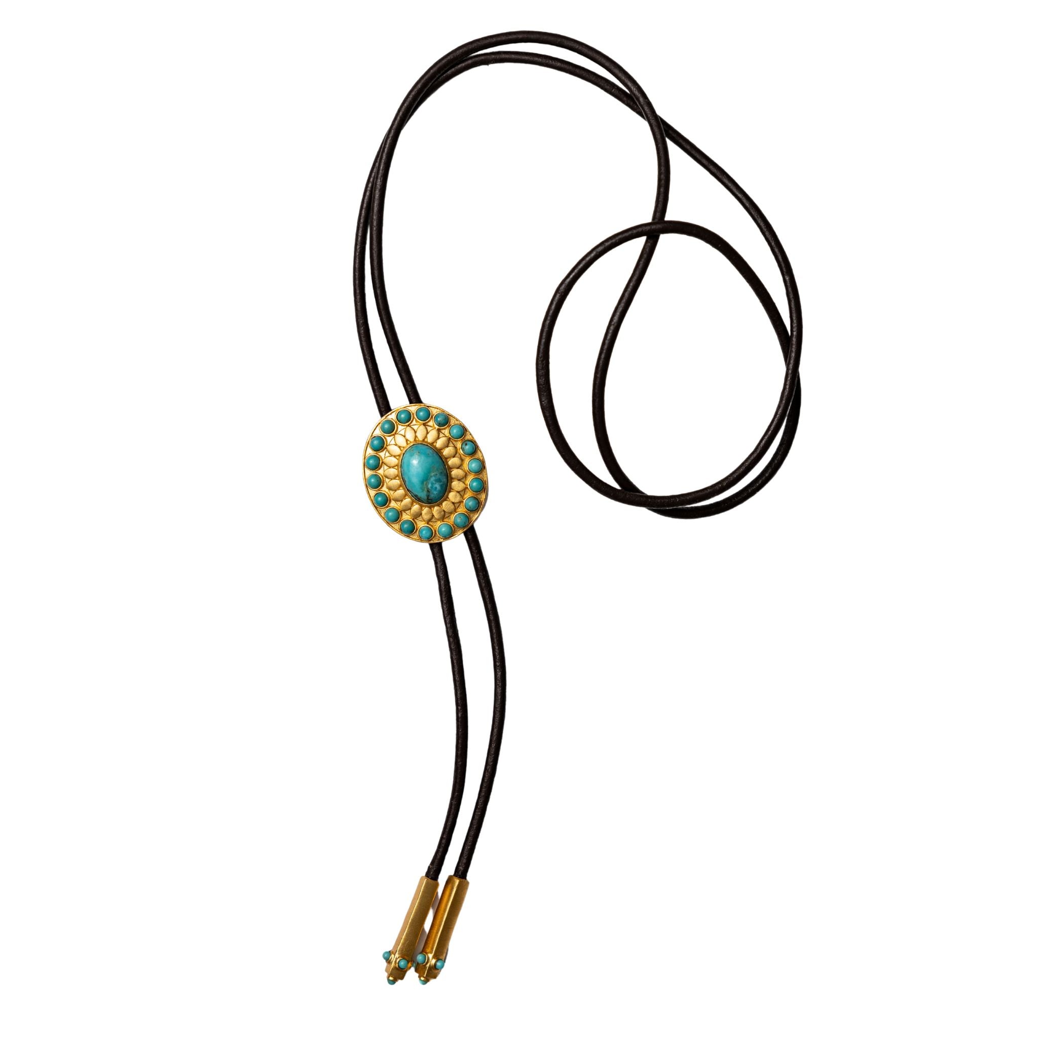 Handmade Canyon Sky Turquoise Bolo Tie for Men - Western Style Adjustable Leather Cord Necklace - Perfect for Cowboy, Rodeo, and Western Fashion Events