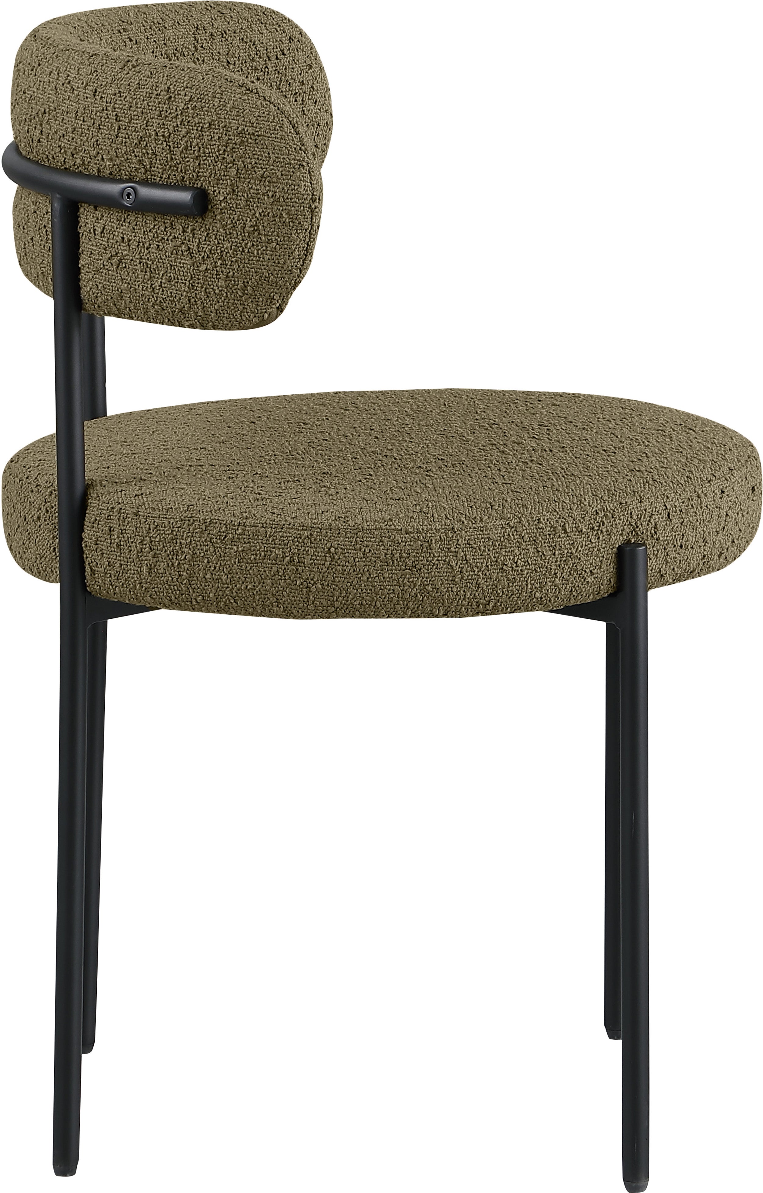 Luxury Boucle Fabric Dining Chair - Modern Upholstered Accent Chair for Dining Room, Living Room & Office - Soft & Comfortable Seat with Sturdy Metal Legs